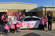 Leadership Class with Officer Spears and Breast Cancer Awareness squad car - Pink Out Day